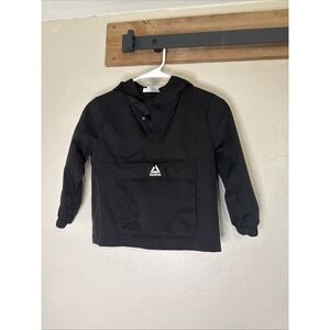 Reebok Anorak Hoodie Windbreaker Jacket Boys Black Size 4/5 XS